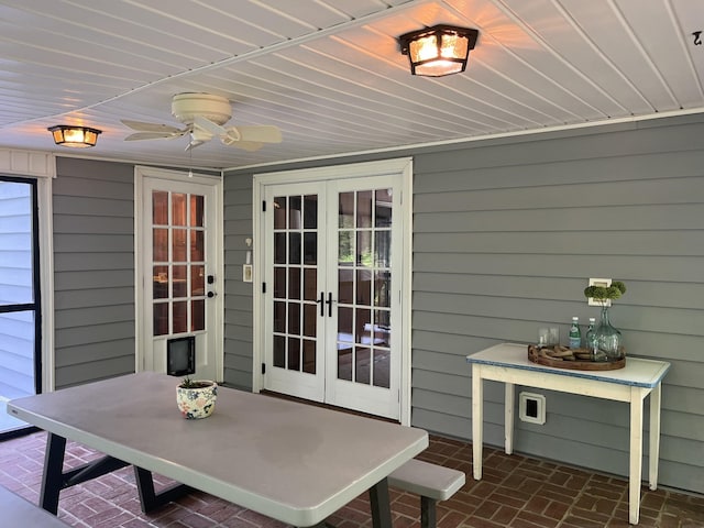319 Powder Mill Dr, Ashland City, TN 37015 - exterior space with a patio, a ceiling fan, french doors, and outdoor dining space