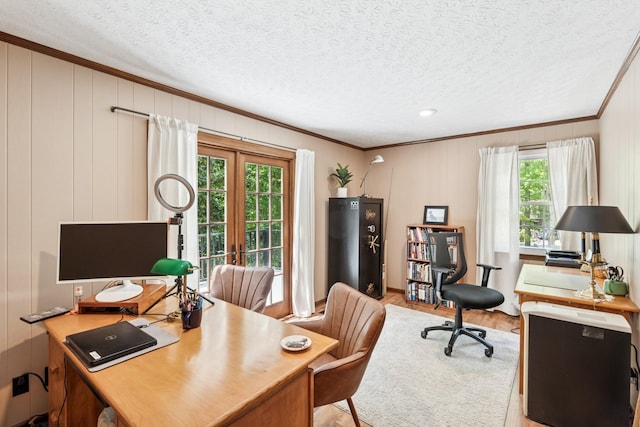 319 Powder Mill Dr, Ashland City, TN 37015 - office space with a textured ceiling, ornamental molding, and wood finished floors