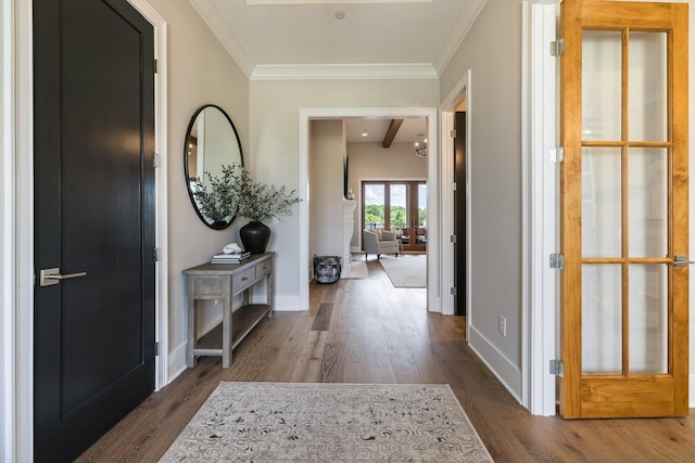 121 Dylan Woods Dr, Nolensville, TN 37135 - entrance foyer featuring baseboards, ornamental molding, and dark wood-type flooring