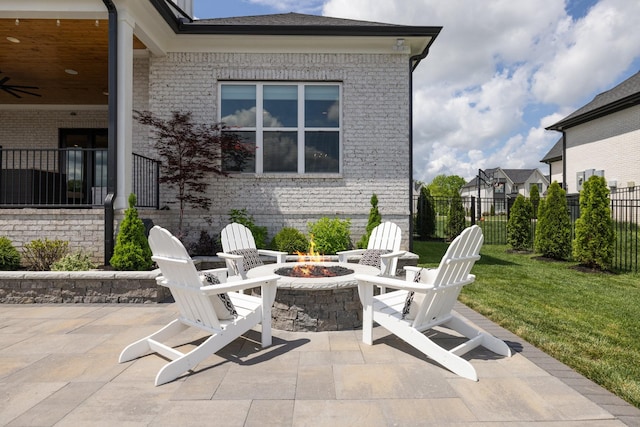 121 Dylan Woods Dr, Nolensville, TN 37135 - view of patio / terrace featuring fence and an outdoor fire pit