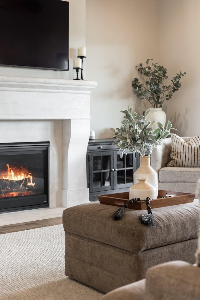 121 Dylan Woods Dr, Nolensville, TN 37135 - living area with a glass covered fireplace and wood finished floors