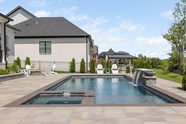 121 Dylan Woods Dr, Nolensville, TN 37135 - view of swimming pool with a gazebo, a fenced backyard, a patio area, and an outdoor fire pit
