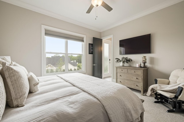 121 Dylan Woods Dr, Nolensville, TN 37135 - bedroom with ornamental molding, light carpet, and ceiling fan