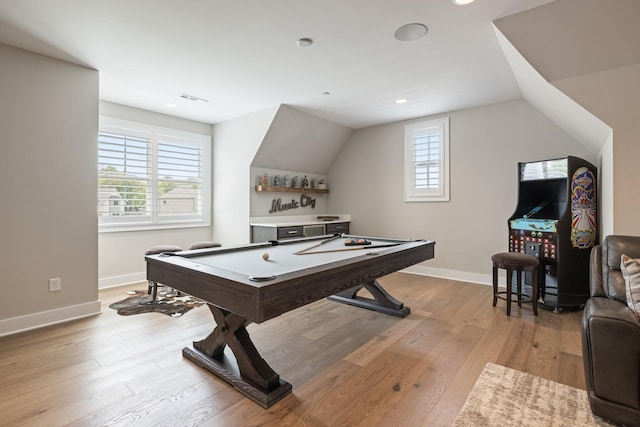 121 Dylan Woods Dr, Nolensville, TN 37135 - rec room featuring light wood-style floors, pool table, baseboards, and a wealth of natural light