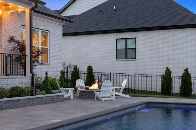 121 Dylan Woods Dr, Nolensville, TN 37135 - view of swimming pool featuring fence, a fenced in pool, a patio, and a fire pit