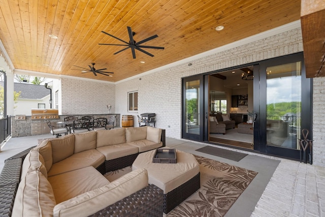 121 Dylan Woods Dr, Nolensville, TN 37135 - view of patio featuring outdoor lounge area, grilling area, area for grilling, a ceiling fan, and outdoor dining space