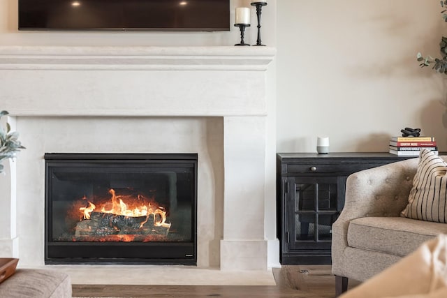 121 Dylan Woods Dr, Nolensville, TN 37135 - room details featuring a fireplace with flush hearth and wood finished floors