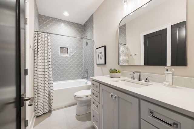 121 Dylan Woods Dr, Nolensville, TN 37135 - full bathroom featuring toilet, tile patterned flooring, shower / bath combo, and vanity