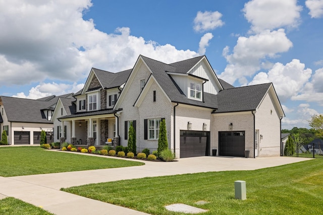121 Dylan Woods Dr, Nolensville, TN 37135 - modern inspired farmhouse featuring a porch, board and batten siding, driveway, brick siding, and a front lawn