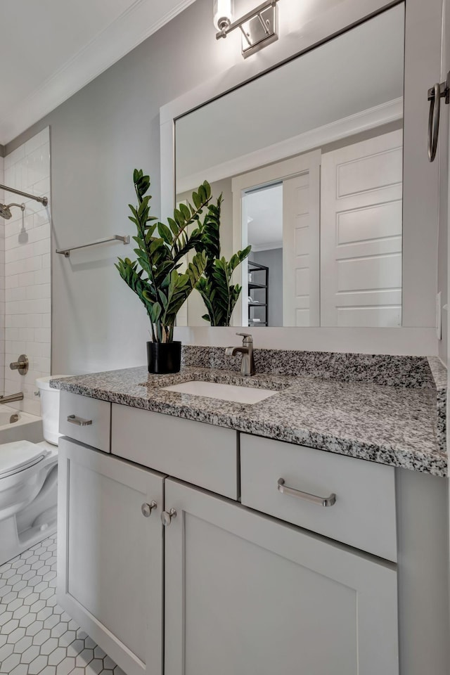 503B Acklen Park Dr, Nashville, TN 37205 - full bath with crown molding, toilet, tub / shower combination, and vanity