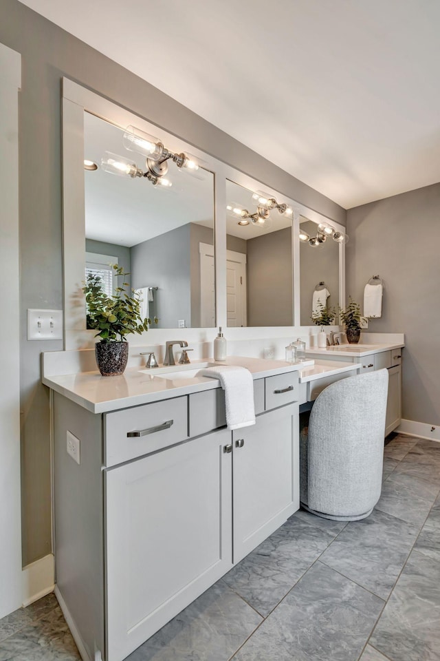 503B Acklen Park Dr, Nashville, TN 37205 - bathroom featuring vanity, a notable chandelier, and marble finish floor