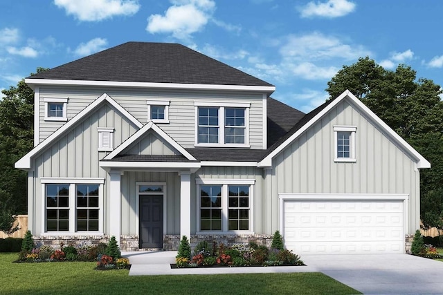 529 Little Penny Dr, Smyrna, TN 37167 - modern farmhouse with board and batten siding, concrete driveway, roof with shingles, and a front lawn