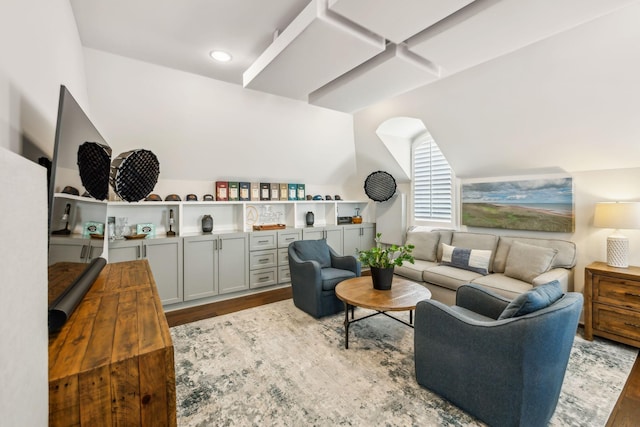 living area featuring wood finished floors