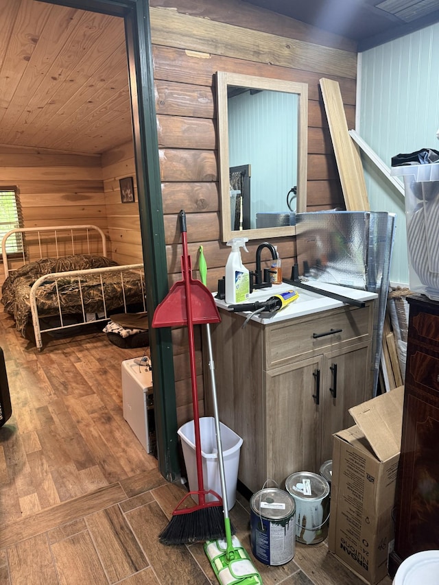 8901 Primm Springs Rd, Primm Springs, TN 38476 - interior space with wood walls, wood ceiling, and wood finished floors