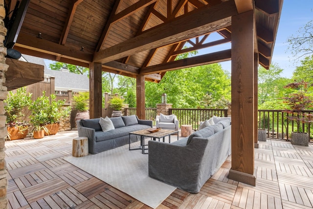 208 Carden Ave, Nashville, TN 37205 - view of patio featuring a gazebo, a wooden deck, and an outdoor hangout area