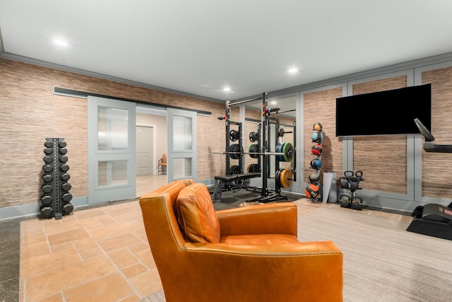 208 Carden Ave, Nashville, TN 37205 - exercise area with stone finish floor and recessed lighting
