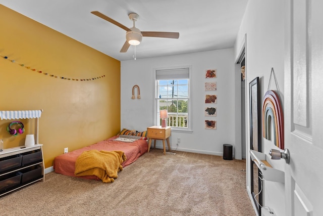 2821 Galesburg Dr, Nashville, TN 37217 - bedroom with baseboards, a ceiling fan, carpet, and a closet