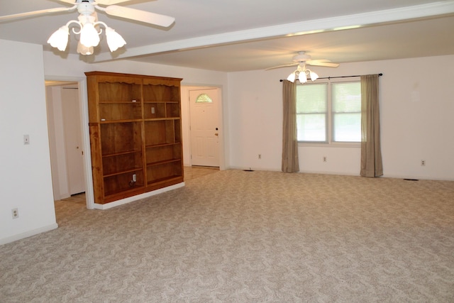 empty room with carpet floors and ceiling fan