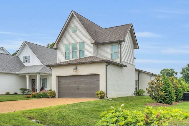 1572 John Galt Dr, Lebanon, TN 37087 - view of front of home with a shingled roof, an attached garage, a front lawn, and driveway