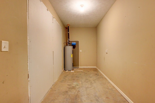 finished basement featuring electric water heater
