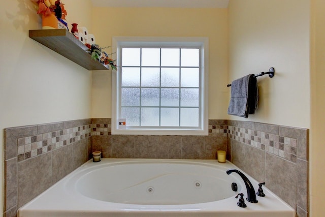 full bathroom with a whirlpool tub and plenty of natural light