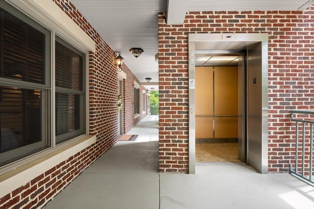 view of patio featuring elevator