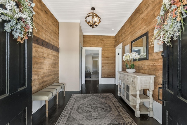 1614 Wade Rd, Lewisburg, TN 37091 - bathroom featuring wood walls, a chandelier, and wood finished floors