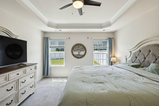 907 Caywood Rd, Smyrna, TN 37167 - bedroom with a raised ceiling, light carpet, multiple windows, and crown molding