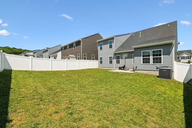 907 Caywood Rd, Smyrna, TN 37167 - back of property featuring a fenced backyard, a patio area, cooling unit, and a yard