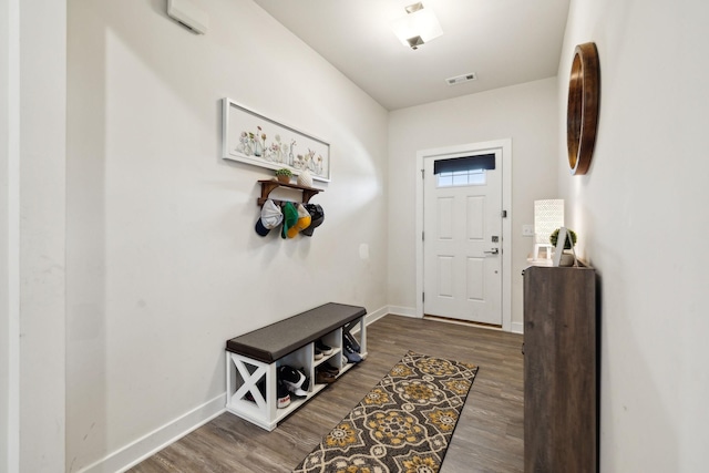 907 Caywood Rd, Smyrna, TN 37167 - mudroom featuring wood finished floors, visible vents, and baseboards