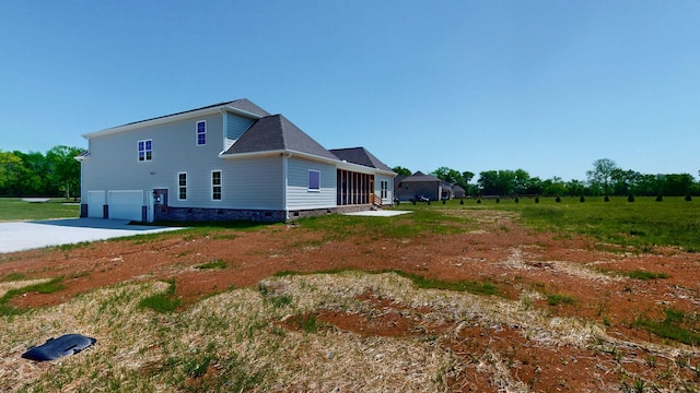 1150 Parsons Rd, Christiana, TN 37037 - view of home's exterior featuring a garage, roof with shingles, crawl space, and concrete driveway