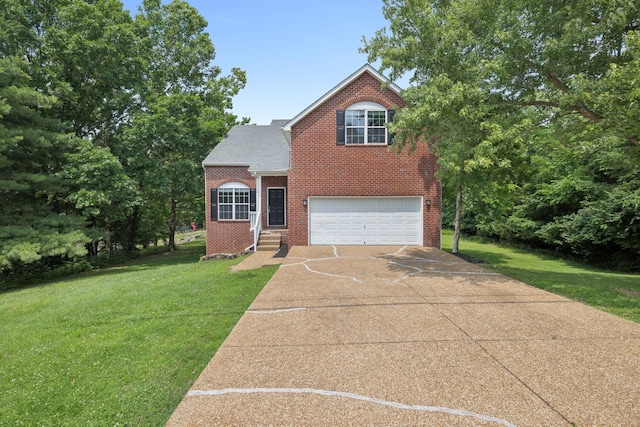 2300 Devonshire Dr, Old Hickory, TN 37138 - traditional-style home with brick siding, a garage, concrete driveway, and a front lawn