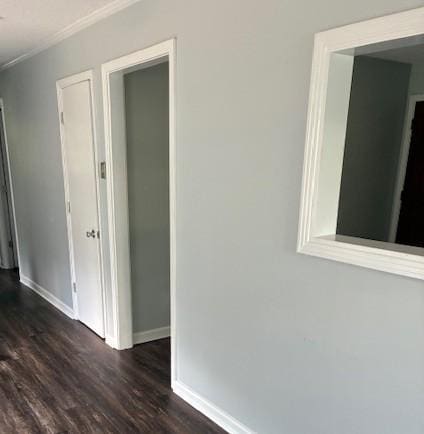 4660 Dover Rd, Indian Mound, TN 37079 - hall with crown molding, baseboards, and dark wood-style flooring