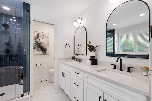 5960 Lickton Pike, Goodlettsville, TN 37072 - bathroom with a sink, marble finish floor, toilet, and a shower stall