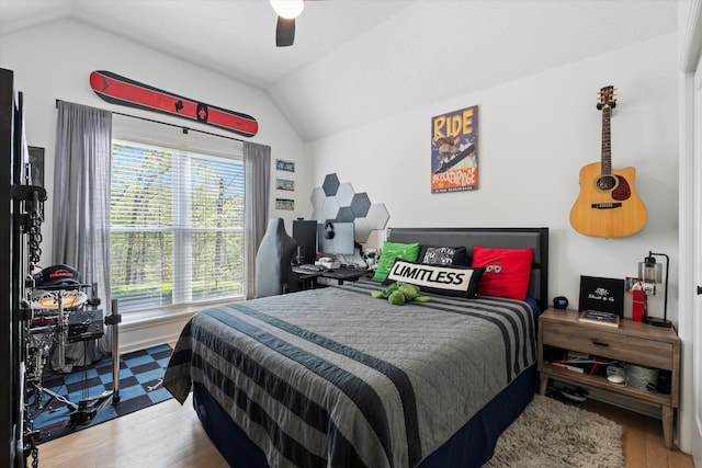 5960 Lickton Pike, Goodlettsville, TN 37072 - bedroom with wood finished floors, ceiling fan, and lofted ceiling