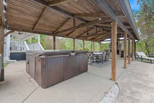 5960 Lickton Pike, Goodlettsville, TN 37072 - view of patio with a hot tub, a ceiling fan, and outdoor dining area