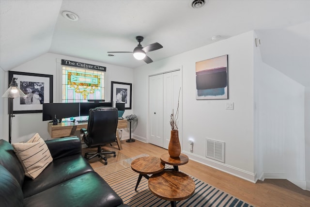 5960 Lickton Pike, Goodlettsville, TN 37072 - home office featuring light wood-style floors, baseboards, vaulted ceiling, and visible vents