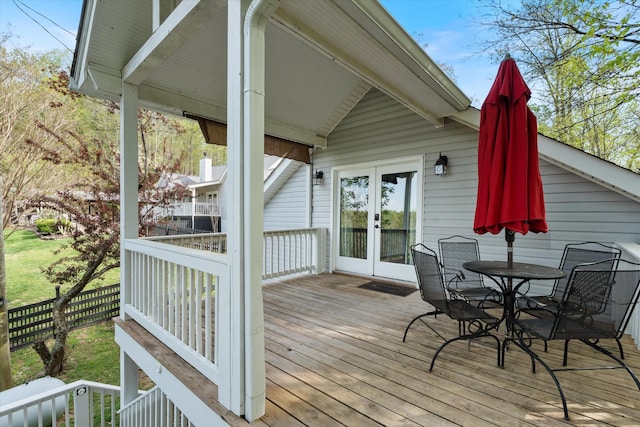 5960 Lickton Pike, Goodlettsville, TN 37072 - wooden deck featuring french doors, fence, and outdoor dining space