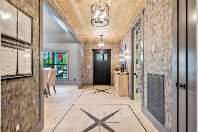 1409 Adams St, Franklin, TN 37064 - entryway featuring wood ceiling and a chandelier