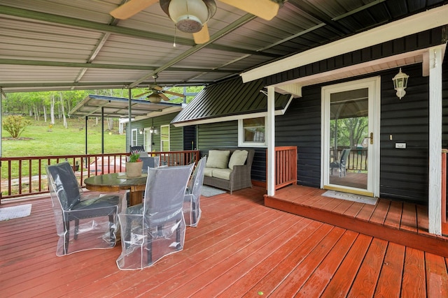 12817 Lascassas Pike, Milton, TN 37118 - deck featuring ceiling fan and outdoor dining space