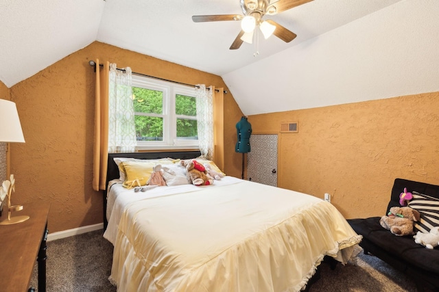 12817 Lascassas Pike, Milton, TN 37118 - carpeted bedroom featuring baseboards, a textured wall, vaulted ceiling, and visible vents