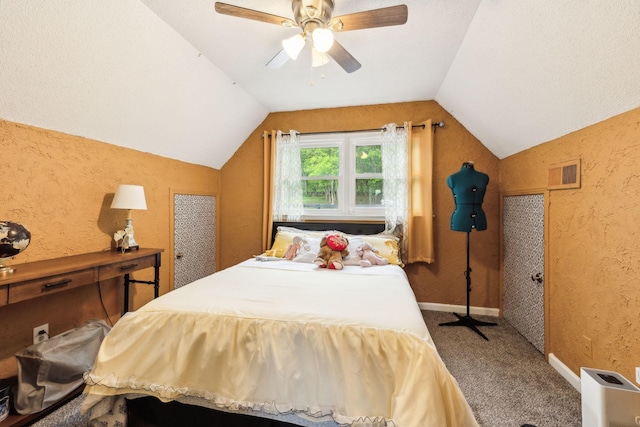 12817 Lascassas Pike, Milton, TN 37118 - bedroom featuring carpet flooring, a textured wall, vaulted ceiling, and baseboards