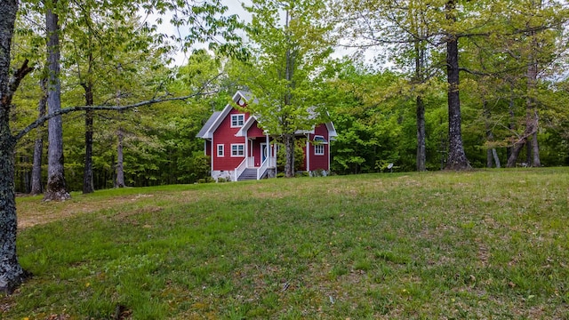 view of yard featuring entry steps