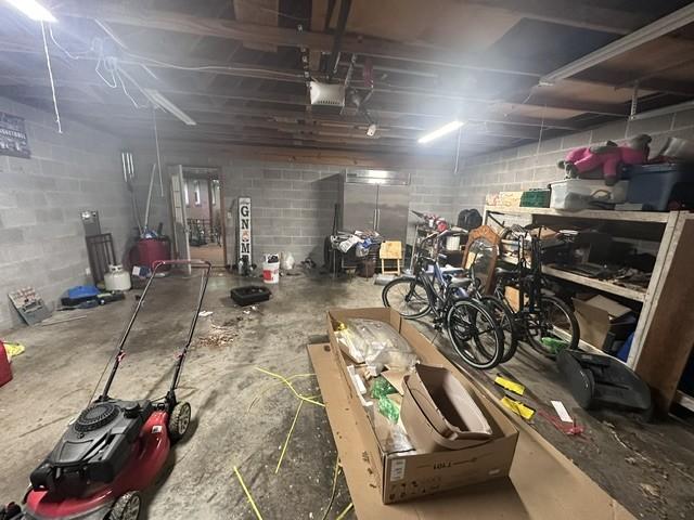 garage with a garage door opener