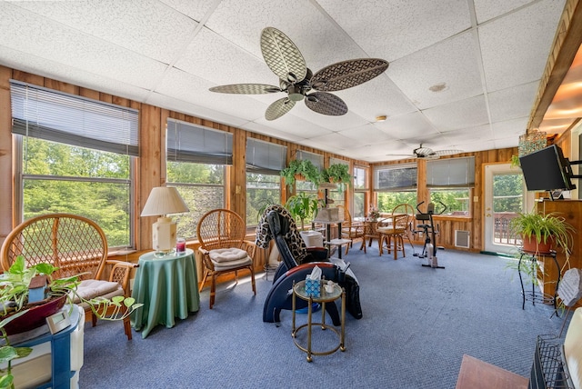 757 Acorn Dr, Clarksville, TN 37043 - sunroom / solarium with wooden walls, a drop ceiling, and a healthy amount of sunlight