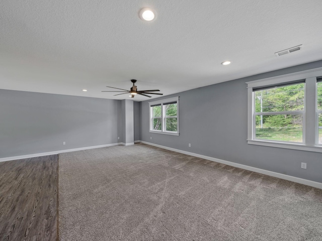 3120 Trenton Rd, Clarksville, TN 37040 - empty room with a textured ceiling, recessed lighting, baseboards, a ceiling fan, and visible vents