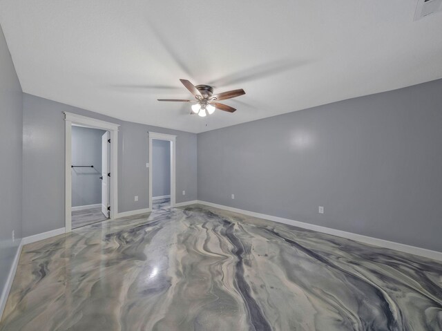3120 Trenton Rd, Clarksville, TN 37040 - unfurnished bedroom featuring visible vents, finished concrete flooring, baseboards, a ceiling fan, and ensuite bath