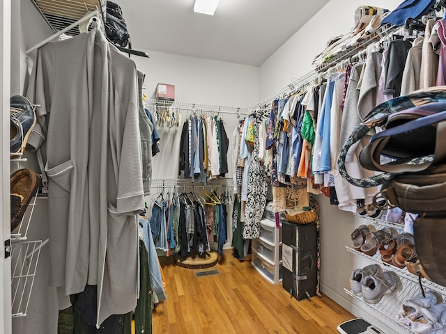 spacious closet with wood finished floors