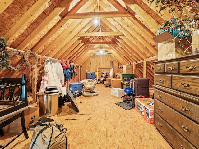 view of unfinished attic