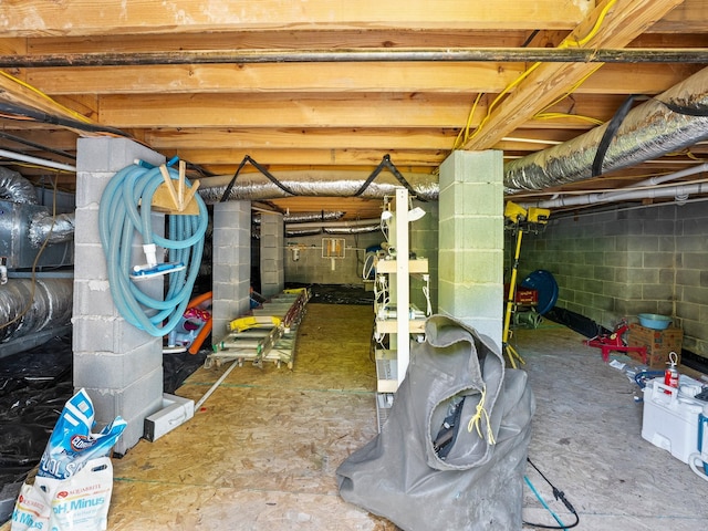 view of unfinished below grade area